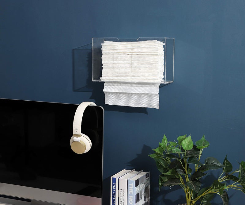 IEEK Paper Towel Dispenser Wall Mount Acrylic Paper Towel Holder for Bathroom Office and Kitchen,Hand Towel Dispenser Fits Multi-Fold Paper Towel,C-Fold, Zfold,Tri fold Paper Towels,Clear - Image 2